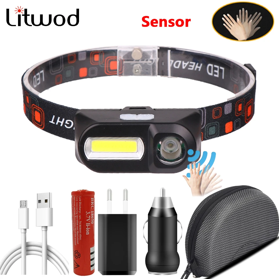 

Led Bulbs Q5 Lithium Ion Camping Cycling Portable Mini Sensor Headlamp Fishing Headlights Flashlight Outdoor 18650 Battery