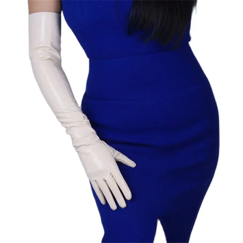 Модные женские лакированные кожаные длинные перчатки сверхдлинные кожа яркое