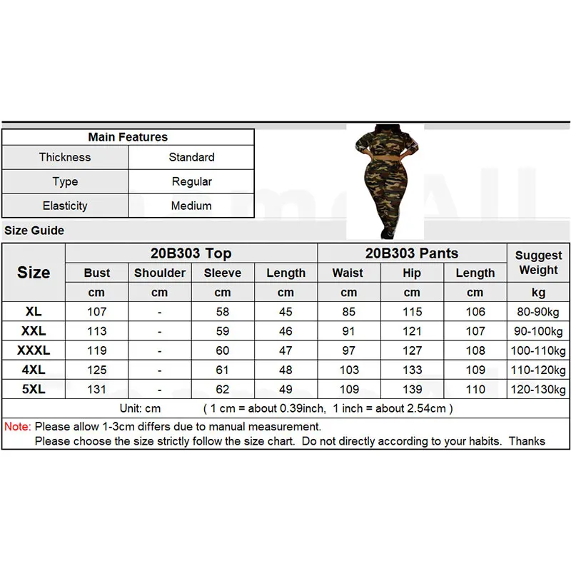 

Plus Size Side Stripe Patchwork Camouflage Tracksuits 4XL Fall Streetwear Crop Top Elasticity Legging 2 Pieces Sets Club Outfits