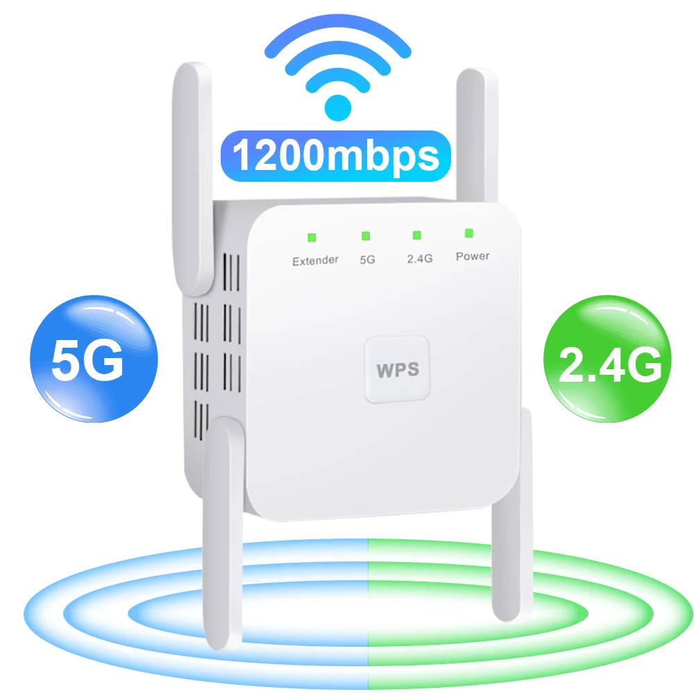 

5G WiFi Repeater Wifi Amplifier Signal Wifi Extender Network Wi fi Booster 1200Mbps 5 Ghz Long Range Wireless Wi-fi Repeater