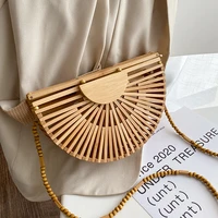semicircle bamboo rattan bag small crossbody shoulder bags with handle for women 2021 summer branded luxury beach handbags sac