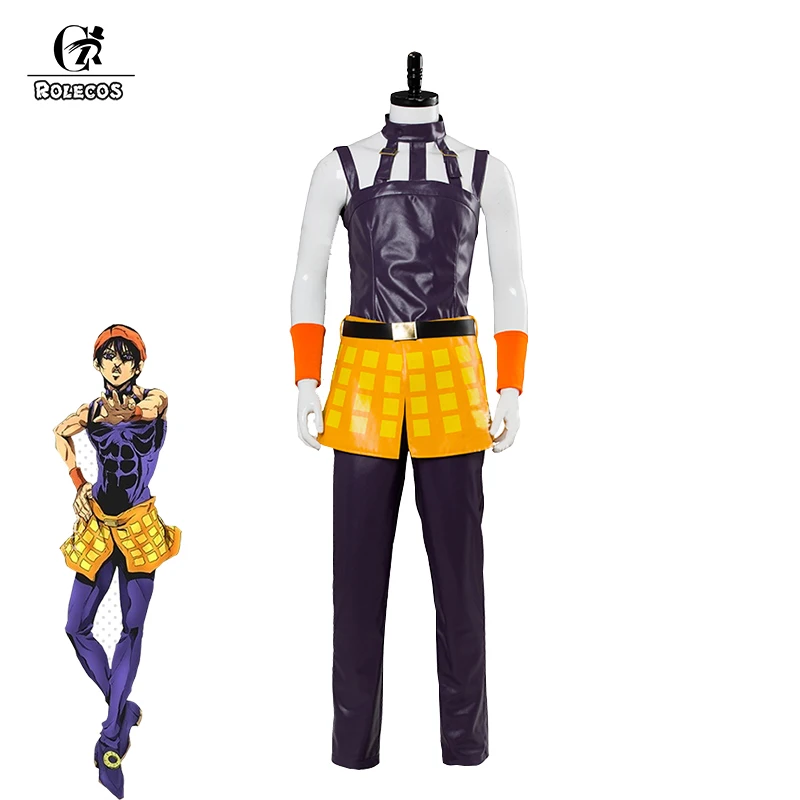 Костюм для косплея ROLECOS JoJo необычное приключение Ghirga Narancia фиолетовый полный