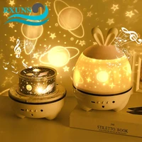 rechargeable starry projection night light rabbit for kids dynamic projector lamp for baby nursery kid room decor birthday party