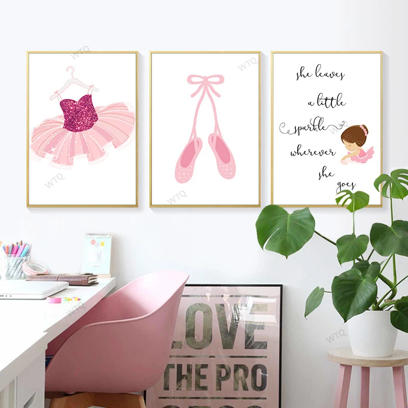 Картина на холсте WTQ в скандинавском стиле настенный постер виде балерины декор