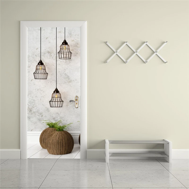 

Self-adhesive modern lighting art door sticker home decoration door cover wall sticker mural porch wallpaper poster