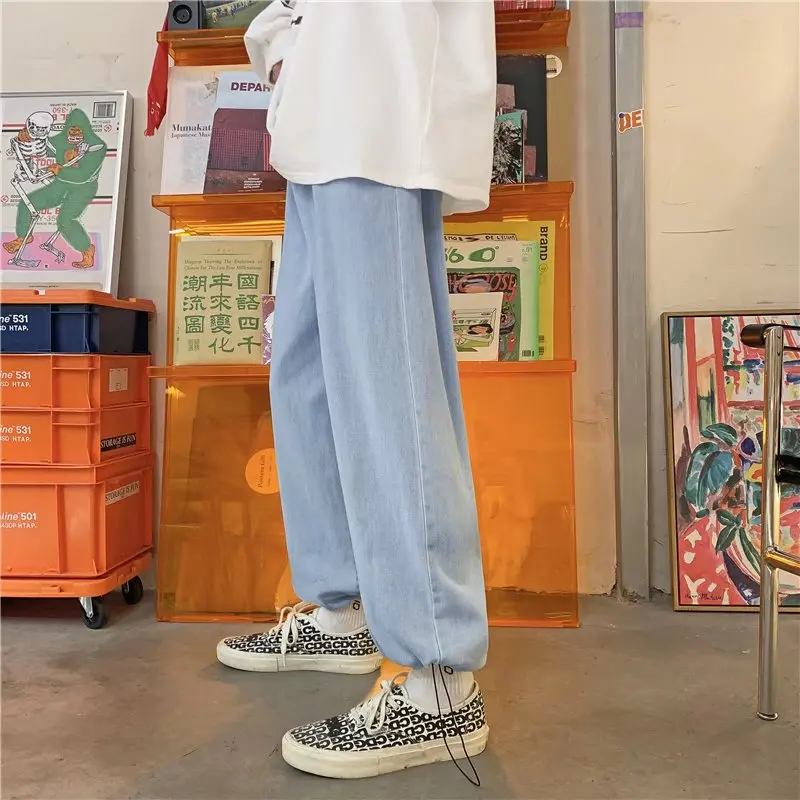 

Jeans Men 2021 New Loose Straight Casual Pants Falling Wide Leg Pants Spring and Autumn High Street Mopping Pants