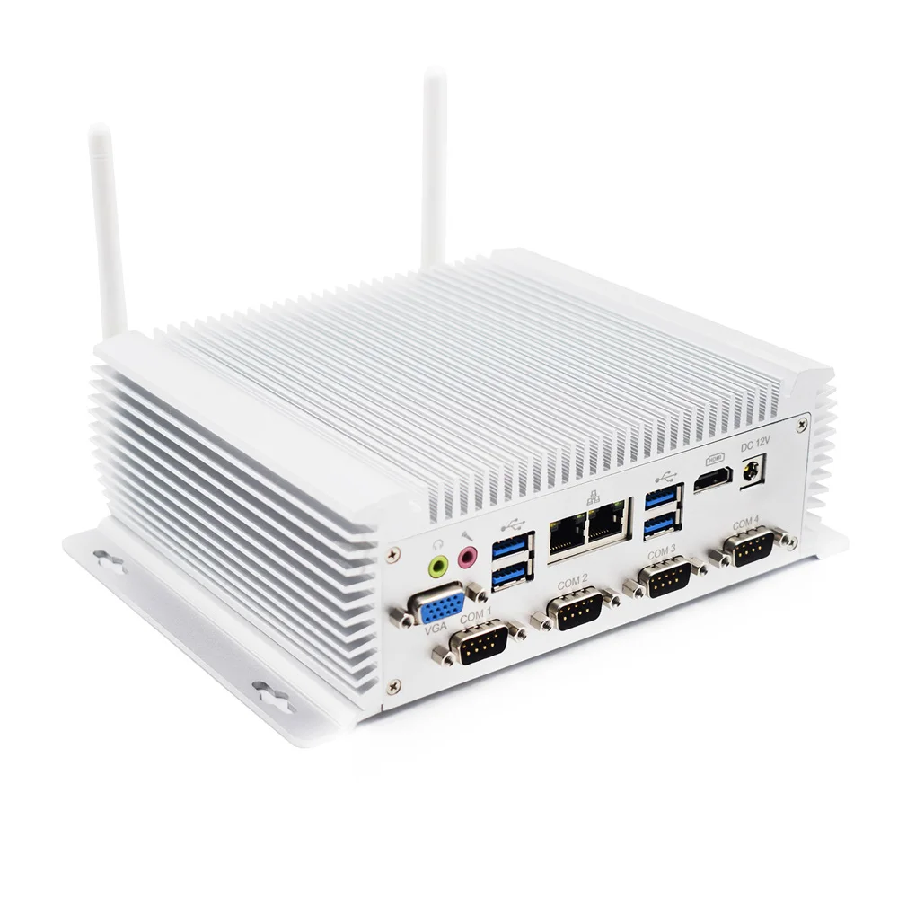 Billig Großhandel Fanless Industrie Mini PC I7 4500U Robuste ITX Fall Niedrigen Power 12V Fahrzeug PC 2 LAN Linux Midea Server RS485 Windows10