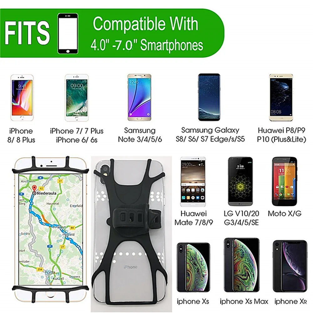 Велосипедный держатель для телефона Регулируемый силиконовый велосипедный