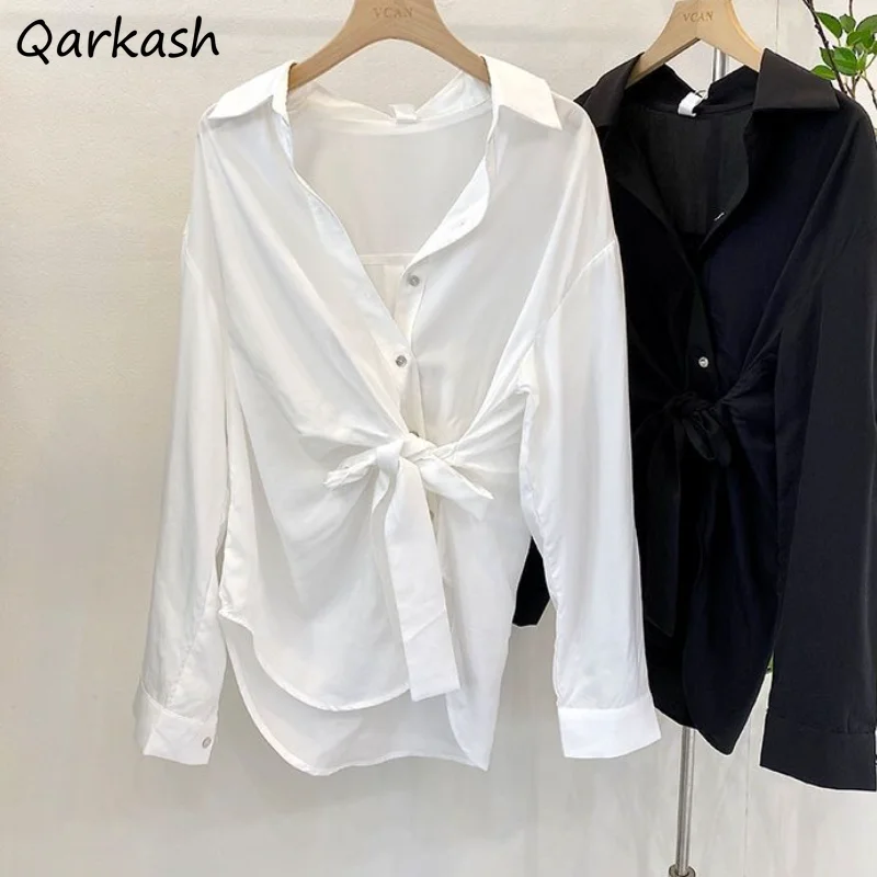 

Shirts Women Solid Elegant Korean Style Straight Long Sleeve Casual Cosy Spring Turn-down Collar Single Breasted Ladies Oversize