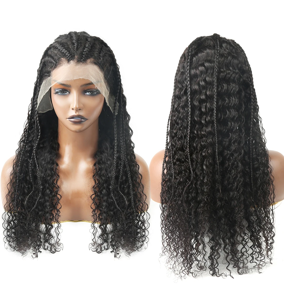 Goddess Braids 13x4 HD Lace Frontal Wig Braided Half Up Down Hair Black Women 250 Density Hairstyles | Шиньоны и парики