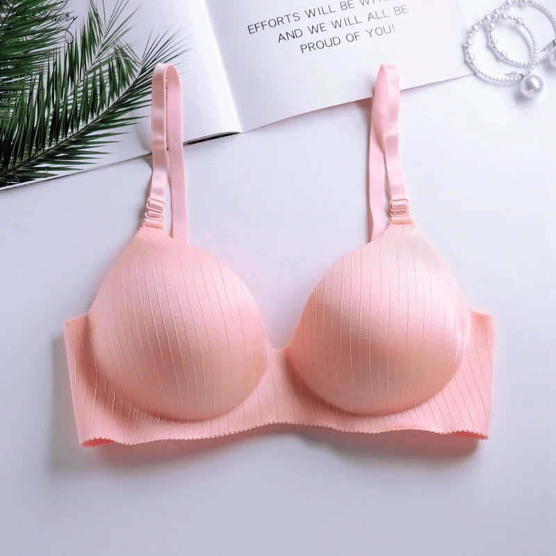 

Parifairy Wire Free Push Up Bras for C Cup Women Plus Size 36 38 40 42 Candy Color Bra Female Hand Shaped Foam Padded Brassieres