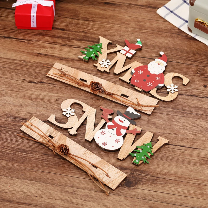 

Christmas Santa Claus/Snowman Wooden Ornament Merry Christmas Decoration For Home Natal Decor Navidad Gift 2020 Happy New Year