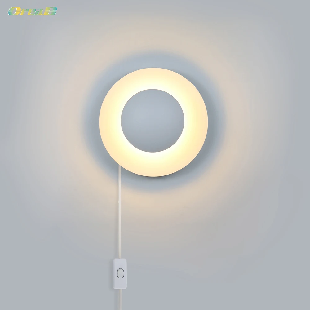 Светодиодный настенный светильник s современный с вилкой в помещении Круглый 10