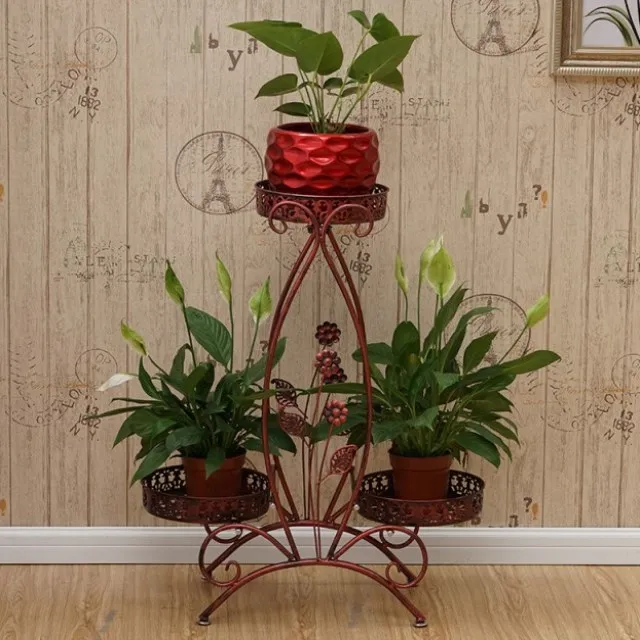 

European Wrought Iron Flower Stand Multi-layer Balcony Floor-style Indoor Living Room Thickening Shelf Green Sage Orchid