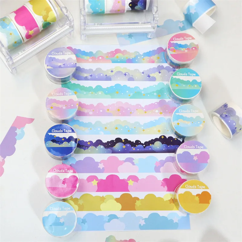 

Korea Ins Kawaii Star Cloud Tape Scene Landscaping Border Decoration DIY Hand Account Material Gradient Washi Tape Stationery
