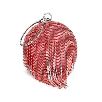 YM8210red Бриллианты круговой день клатчи мяч Модные женские вечерние сумки кисточкой стразы маленький день клатч вечерние сумки - Цвет: YM8210red