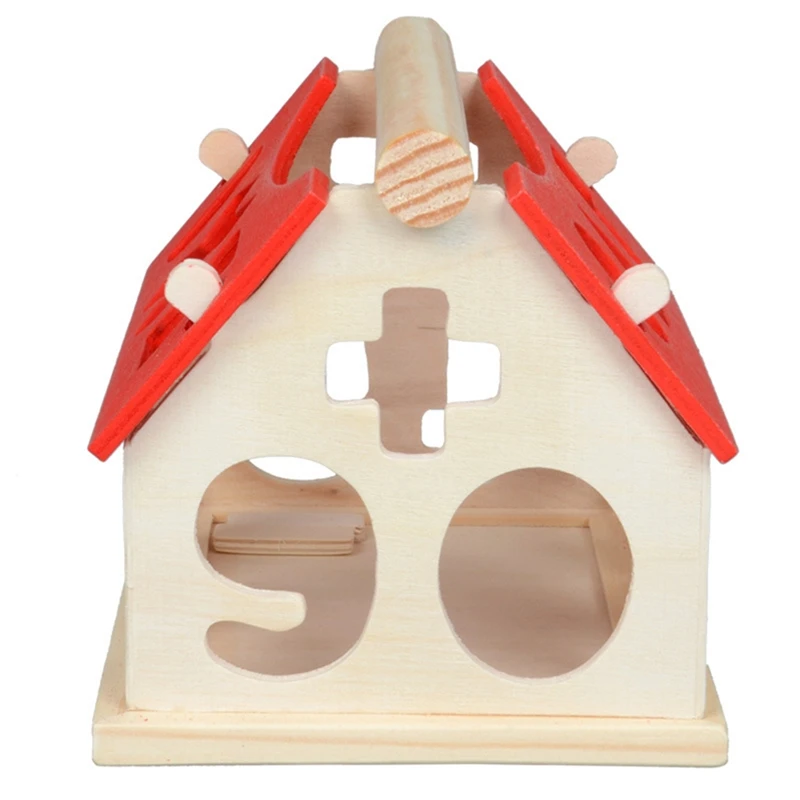 

Wooden Building Block Houses Toy Geometry Box Pairing House Digital Number Kids Children Building Educational Blocks