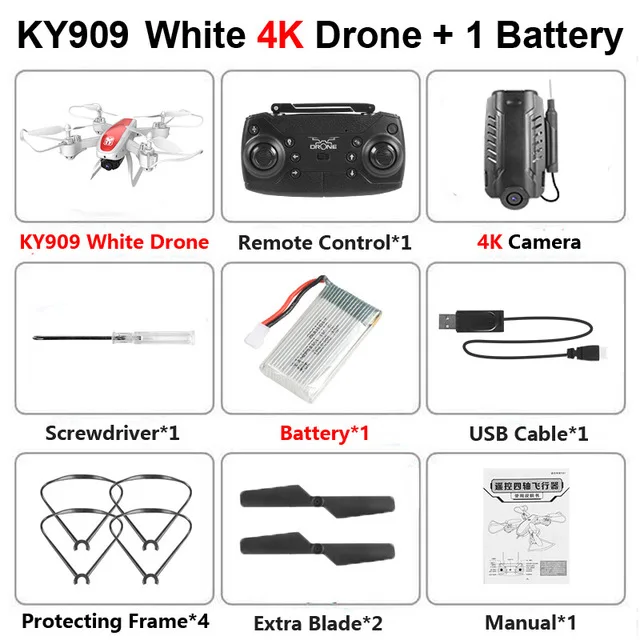 Black 4K Camera KY909 RC WiFi Дрон с 4K широкоугольной WiFi HD камерой оптический поток RC складной мини Квадрокоптер Вертолет VS LF606 E58 M69 F11 - Цвет: Black 4K Camera