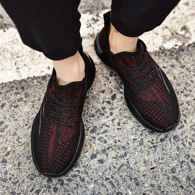 

2020 New Men Lace Up Casual Trainers Men Air Mesh Stripe Shoes Breathable Casual Shoes For Men Summer Super Light Walking Shoes