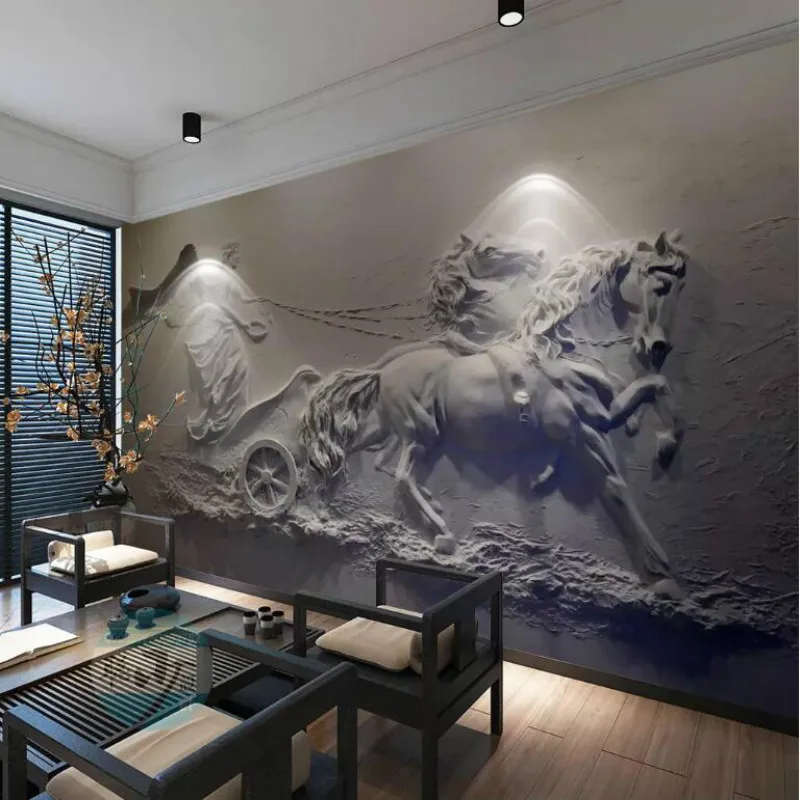 Европейский 3d серый рельефный ангел водительская карета фото обои для гостиной