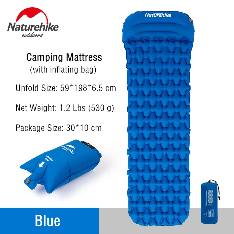 Blue - (with bag) Naturehike легкий складной водонепроницаемый портативный одиночный надувной кемпинг надувной матрас спальный коврик альпинизмом спальный коврик - Цвет: Blue - (with bag)