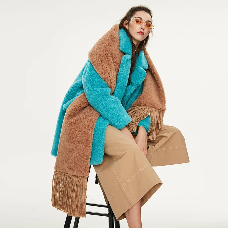 Женское пальто из искусственного меха длинное с мишкой Тедди женская одежда