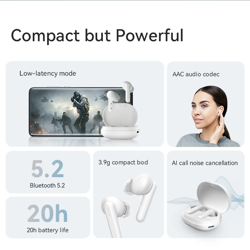 haylou gt7 tws original wireless earphones fone bluetooth 5 2 aac gamer headphones call noise cancellation earbuds ios android free global shipping
