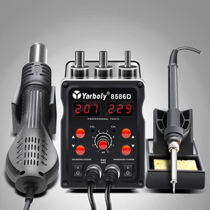 Паяльная станция 8586D с двойным цифровым дисплеем 2 в 1 SMD, наладочная паяльная станция, Термофен, паяльник, чем 8586 858D 858 898