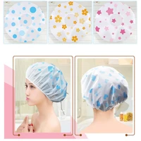 women cartoon heart lip flower print waterproof elastic bathing hat shower hat