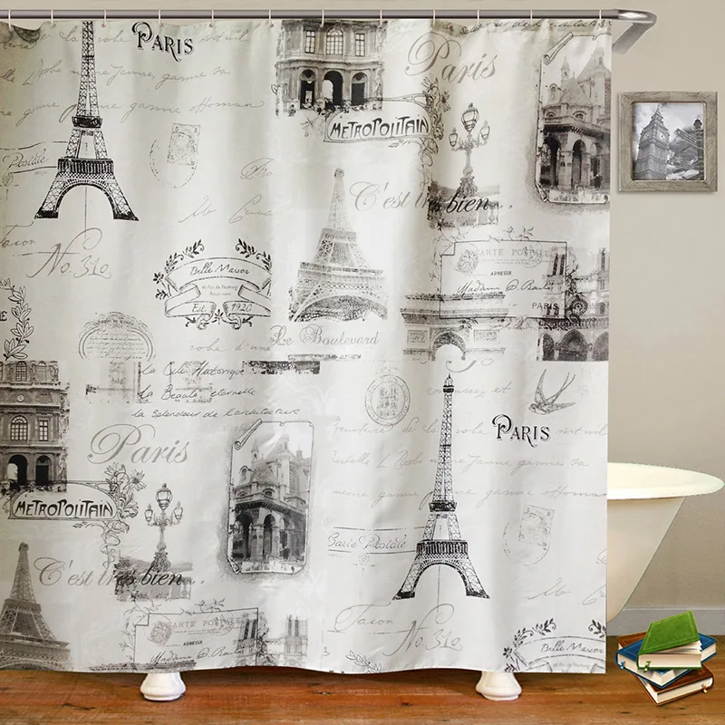

Shower Curtain, Bathroom Curtains-Paris,Eiffel Tower,Arc de Triomphe,Triumphal Arch,Decor