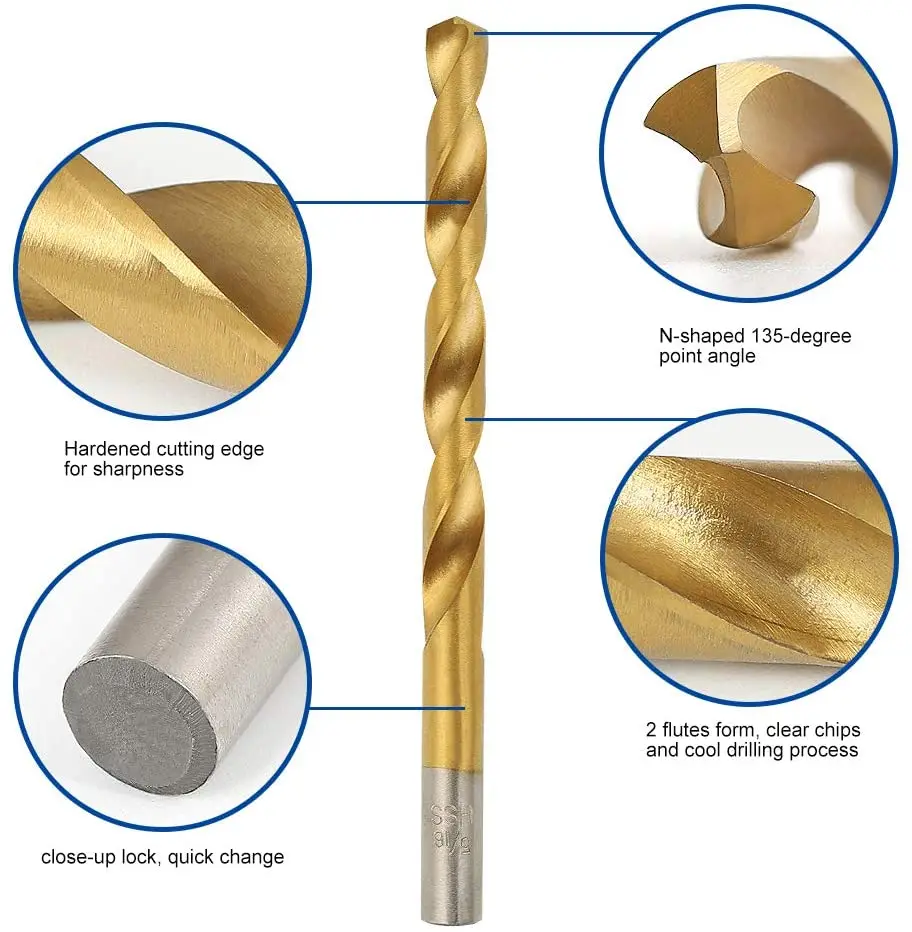 

COMOWARE Drill Bit Set 3/64"-1/2" HSS 100 Pcs Titanium for Steel Wood Plastic Metal Copper Aluminum Alloy with Storage Case