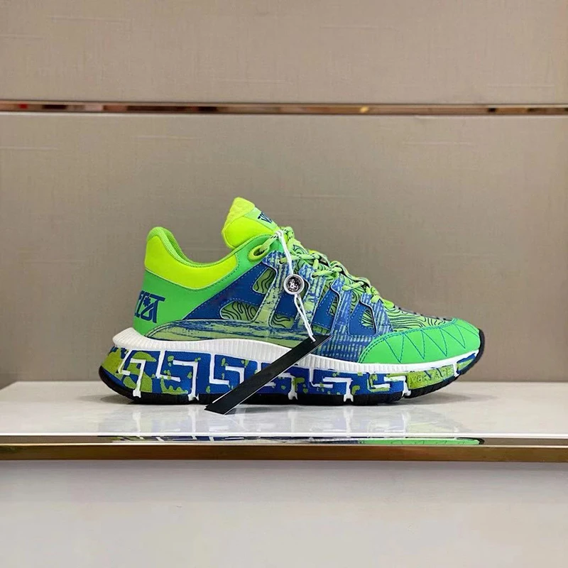 Мужские Зеленые кроссовки на шнуровке повседневная мужская обувь с леопардовым