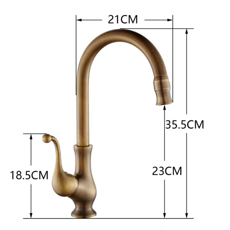 Новое поступление Поворот на 360 градусов античный латунный кухонный кран с одной
