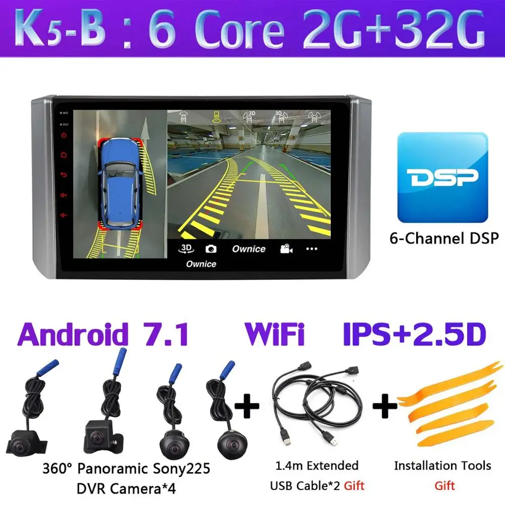 K5-B " 1Din 360 ° панорамный автомобильный dvd-плеер на основе Android для Mitsubishi Xpander gps Радио Стерео ADAS DSP CarPlay 4G LET - Цвет: K5-B