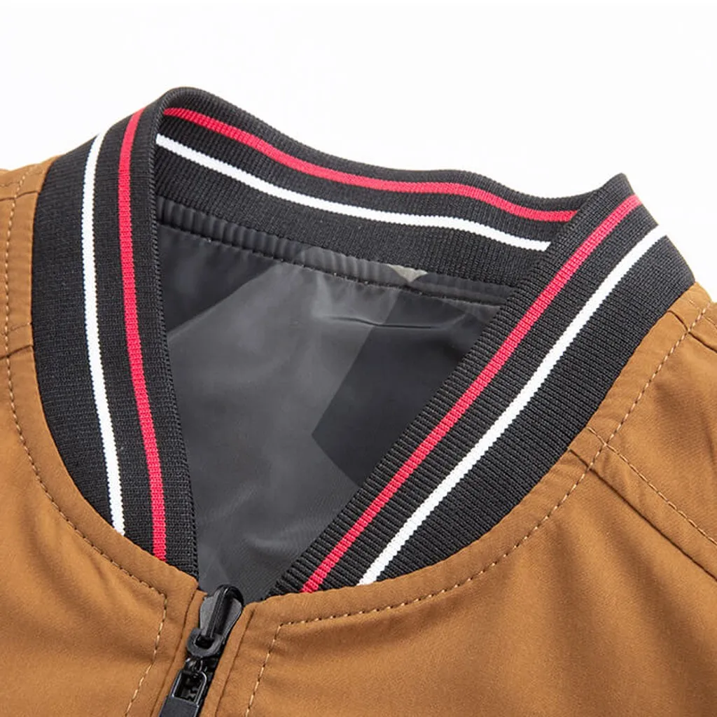 

2019 Slim Men's Autumn Winter Casual Fashion Pure Color Jacket Zipper Outwear Coat Tops Z88