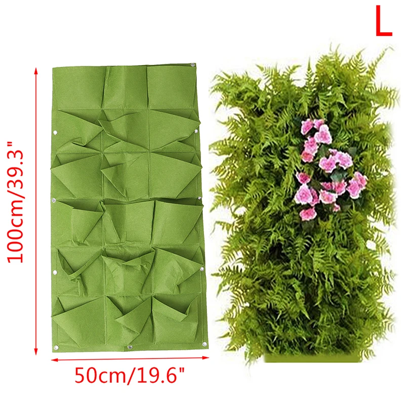 

9/18 Pockets Wall Hanging Planting Bags Green Grow Bag Planter Vertical Garden Vegetable Living Garden Bag Home Supplies
