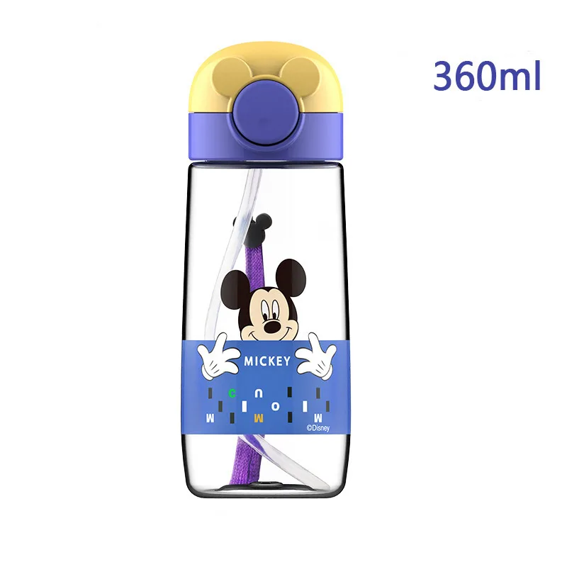 Disney 360 мл детская бутылка для воды Микки и Минни Маус детские чашки девушка Портативный кормления Бутылка с соломинкой герметичные чашки воды