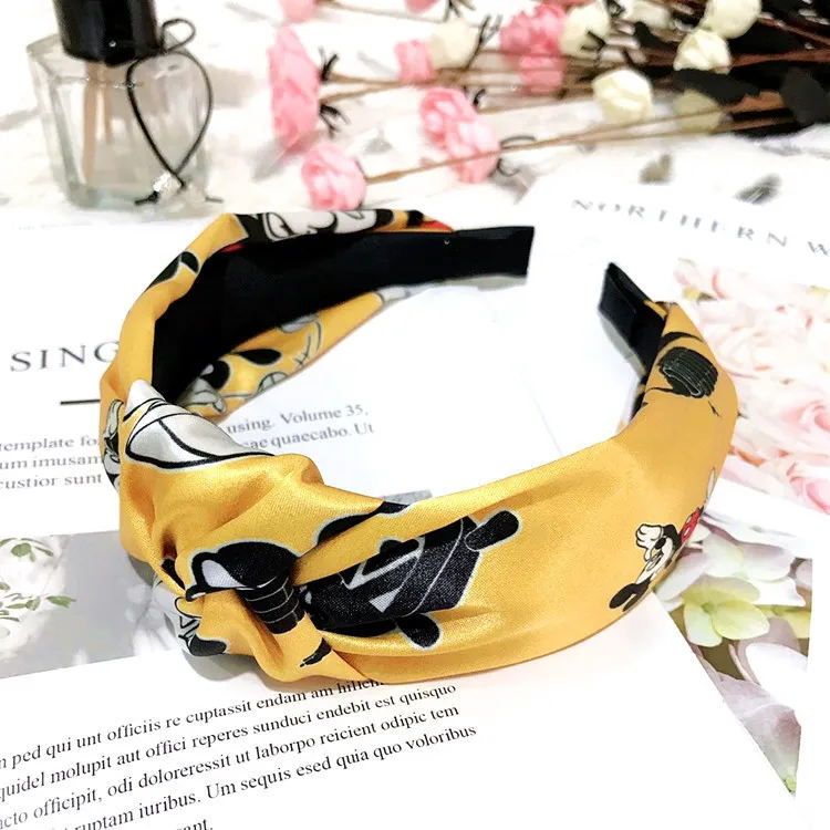 Disney explosion wide-edge Mickey knotted headband cartoon cute fresh high-grade silk fabric hair accessories female | Игрушки и хобби