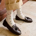 высокие носки женские харадзюку корейский стиль японский стиль длинные хлопок Носки женские хлопковые розовые в японском стиле, милые носки с улыбающимся рисунком, модные длинные в стиле Харадзюку