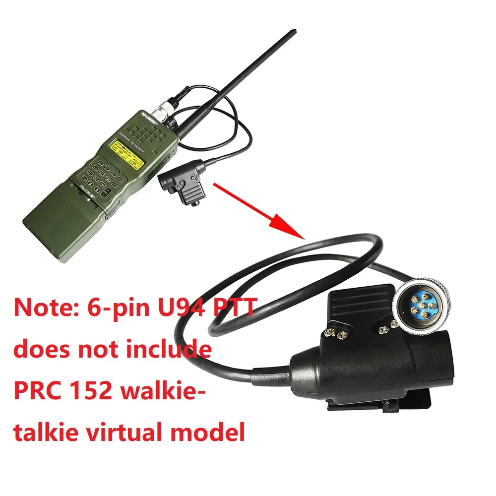 TAC-SKY AN / PRC-152 152a PRC-148 Military Tactical Headset Walkie-Talkie Simulation Model Intercom Accessories PTT 6 Pin U94PTT