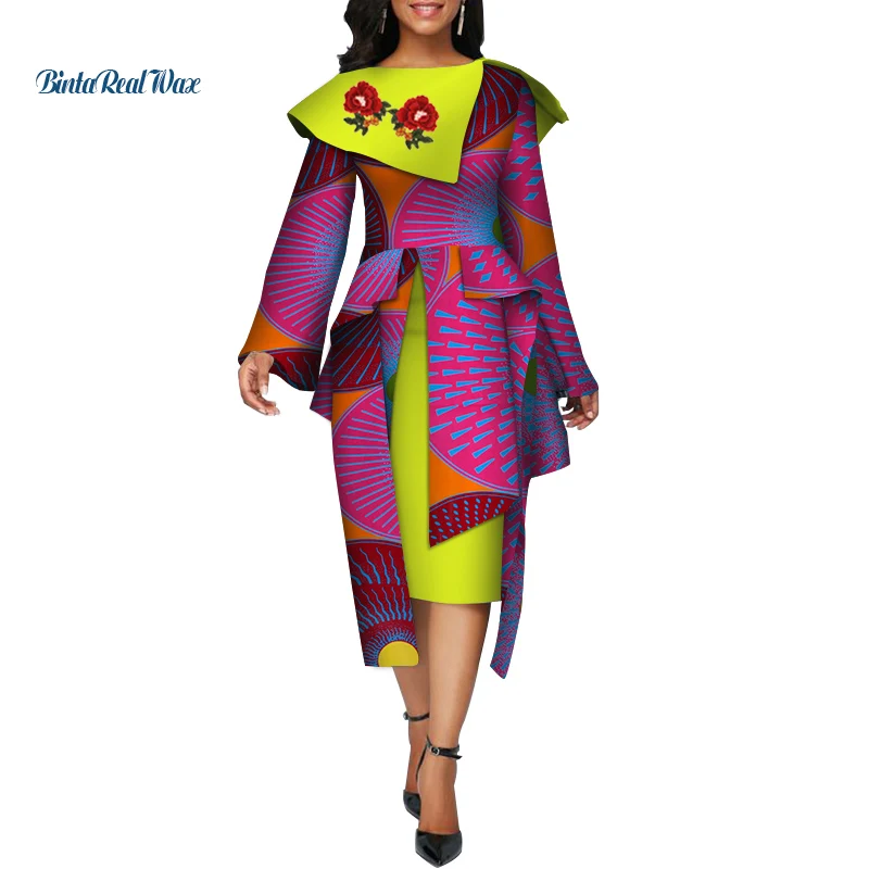 Женские африканские платья вечерние с аппликацией Дашики африканская одежда WY3910