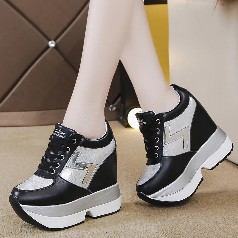 

Chunky Sneakers High Heel Women Autumn Thick Bottom Platform wedges Sneakers Height Increasing Woman Casual Shoes