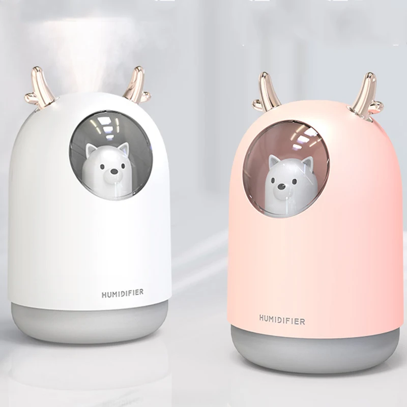 Home Appliances 300ml USB Air Humidifier Cute Pet Ultrasonic Cool Mist Aroma Oil Diffuser Romantic Color LED Lamp Humidificador | Бытовая
