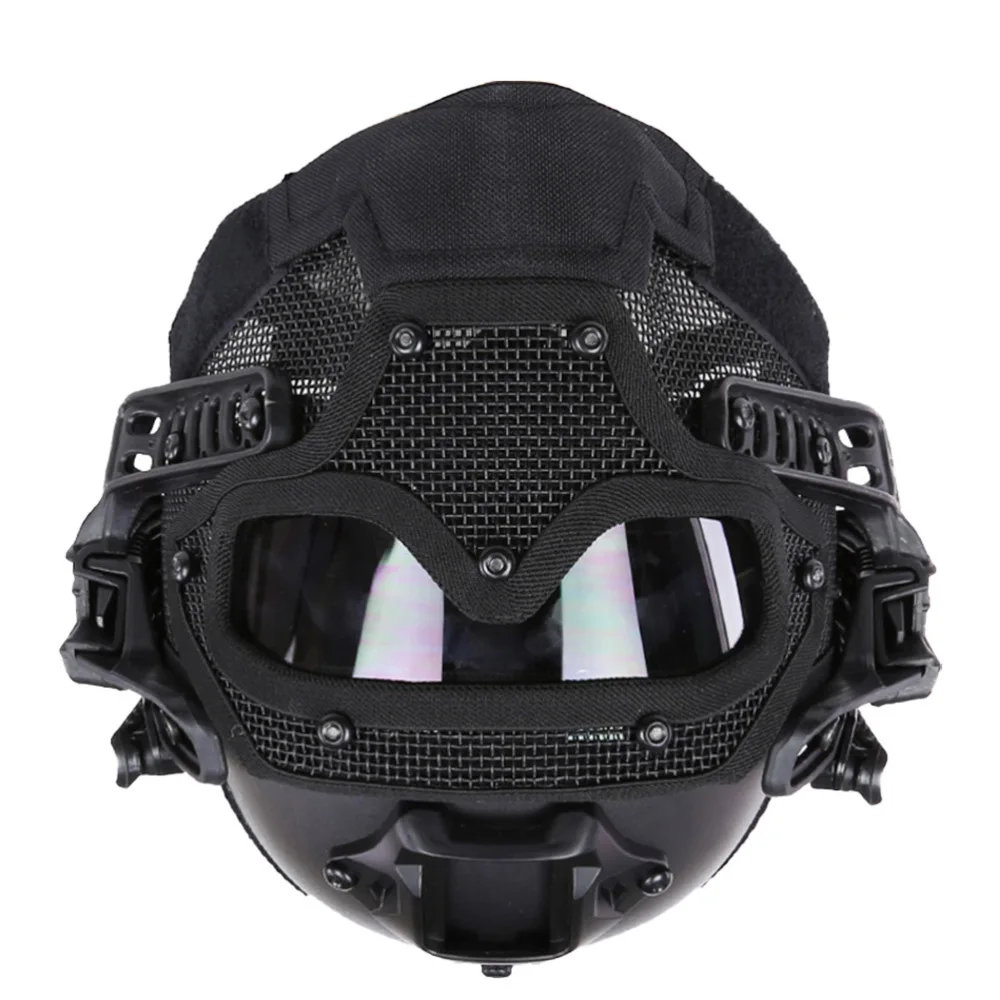 

Style Safety Helmet with Mask Carbon Steel Outdoor Helmet for Airsoft Paintball (Black)