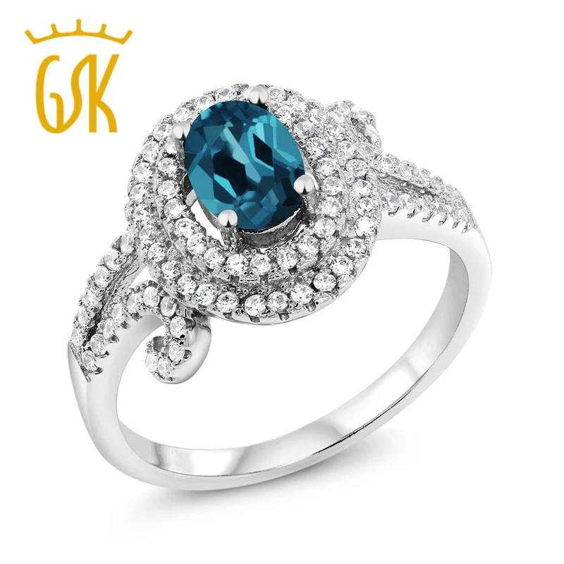 Женское Винтажное кольцо GemStoneKing овальное из серебра 925 пробы с натуральным