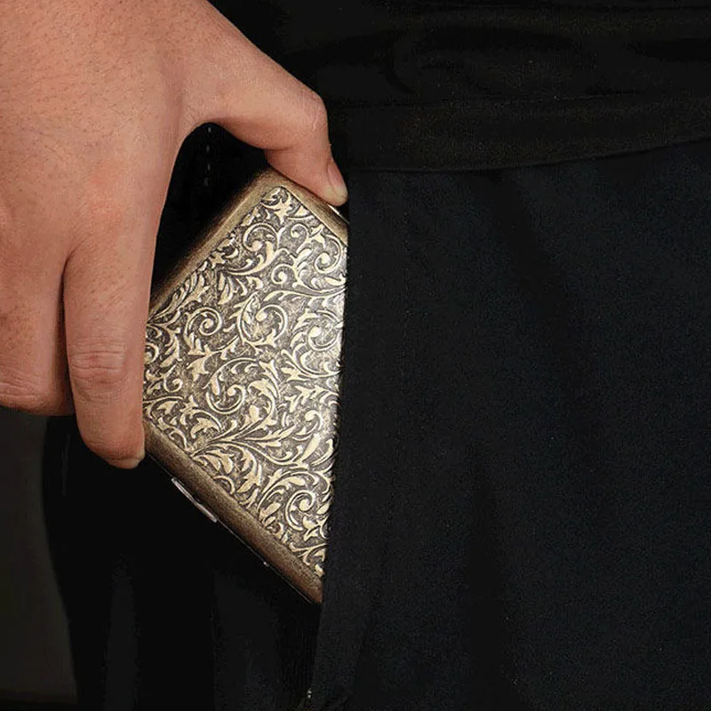 Винтажный Бронзовый чехол для сигарет Константин металлический портативный