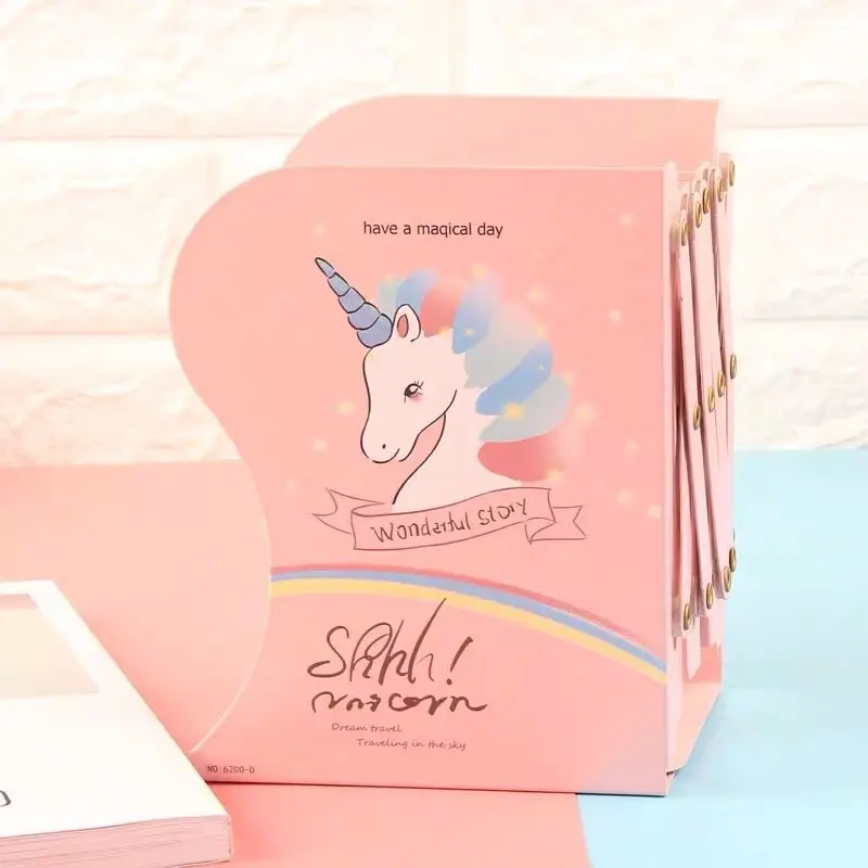 unicorn pink b 1 шт. кавайный металлический Настольный держатель для книг с единорогом, выдвижная Подставка для книг, органайзер для студентов, для офиса, школы, дома, книжная полка, канцелярские принадлежности - Цвет: unicorn pink b