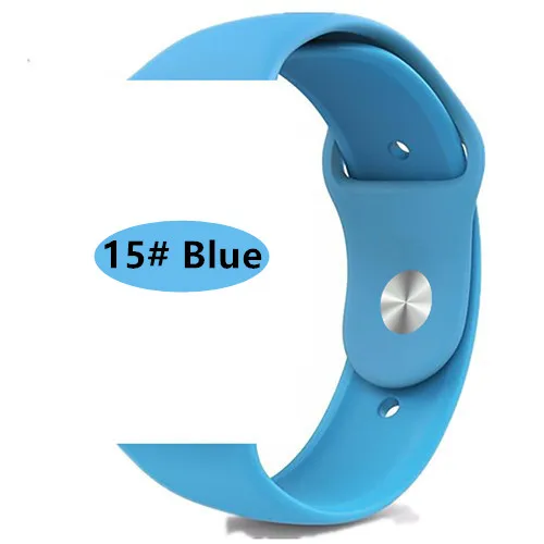 blue 15 Новые спортивные силиконовые часы для apple watch band 4 44 мм 40 мм(iwatch 5) apple watch 3 2 1 42 мм 38 мм аксессуары для наручных браслетов - Цвет ремешка: blue 15