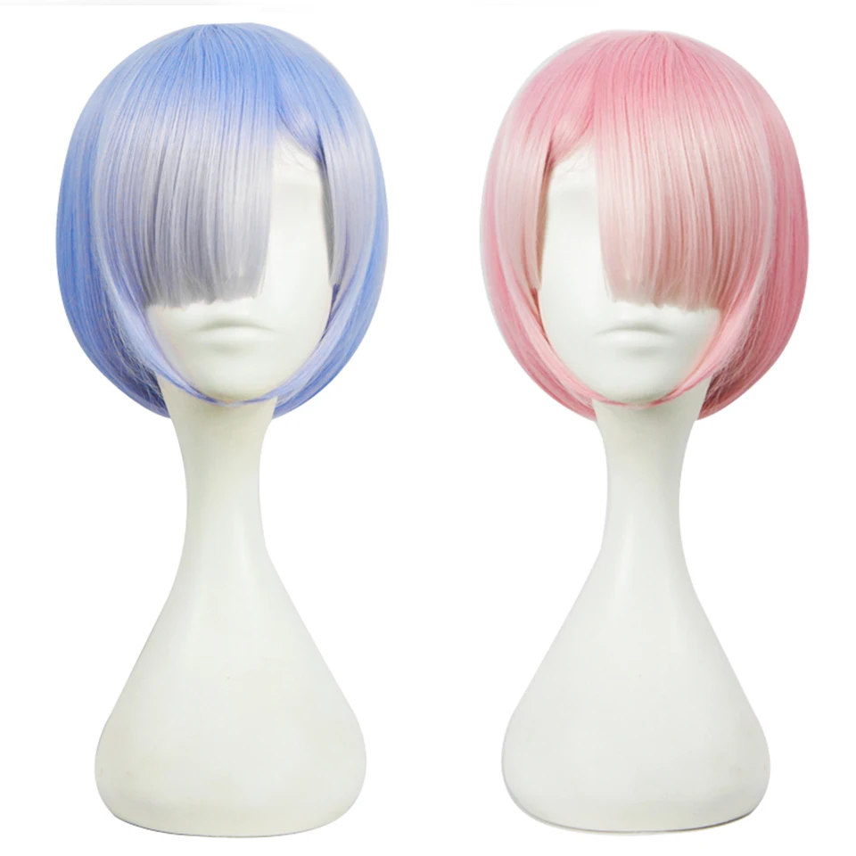Парик LUPU для косплея REM And RAM с короткими прямыми волосами Re:Zero начало жизни в
