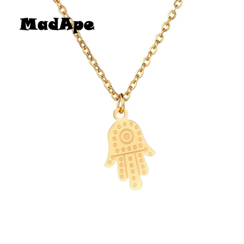MadApe ожерелье из нержавеющей стали с подвеской Хамса для женщин Золотая рука